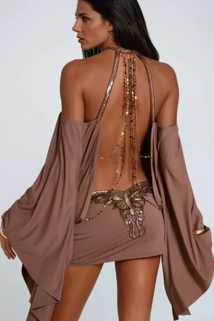 Embellished Butterfly Mini Dress