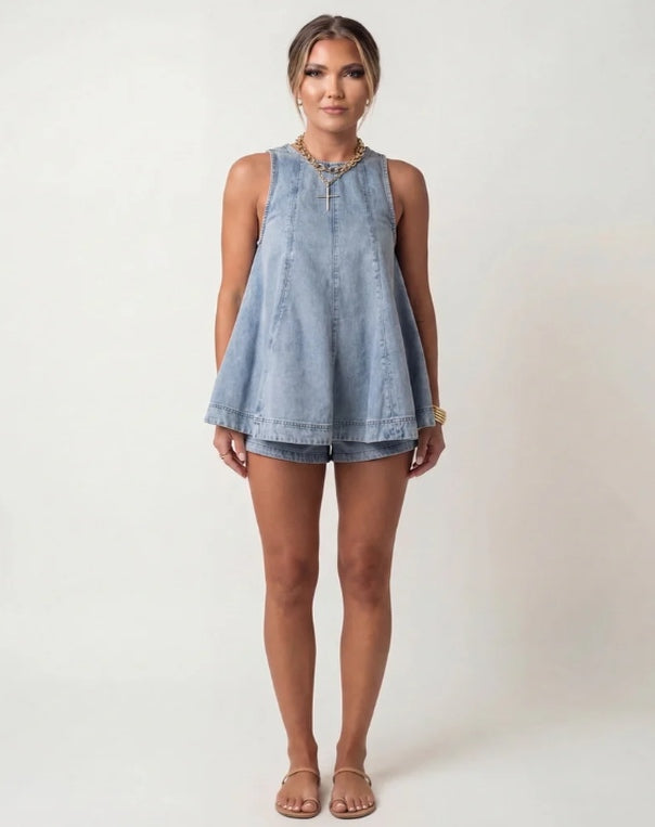 Denim Two-Piece Set